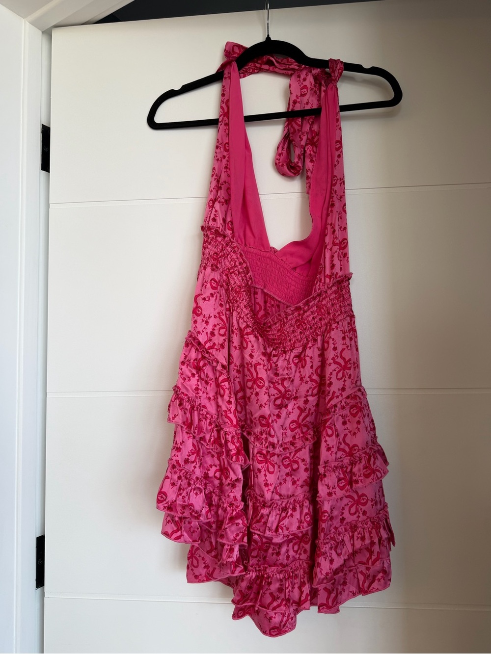 Pink Halter Ruffle Mini Dress - Picture 4 of 5